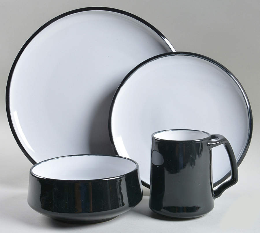 Kobenstyle (Black Outside and Bottom, White Inside 4 Piece Place Setting by Dansk-1