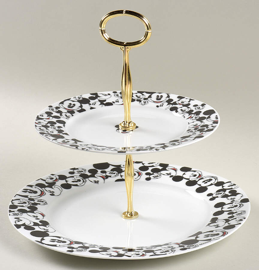 All Over Mickey & Minnie 6 5/8"-10"  2 Tiered Serving Tray (Dp, Sp) HC by Zrike-1
