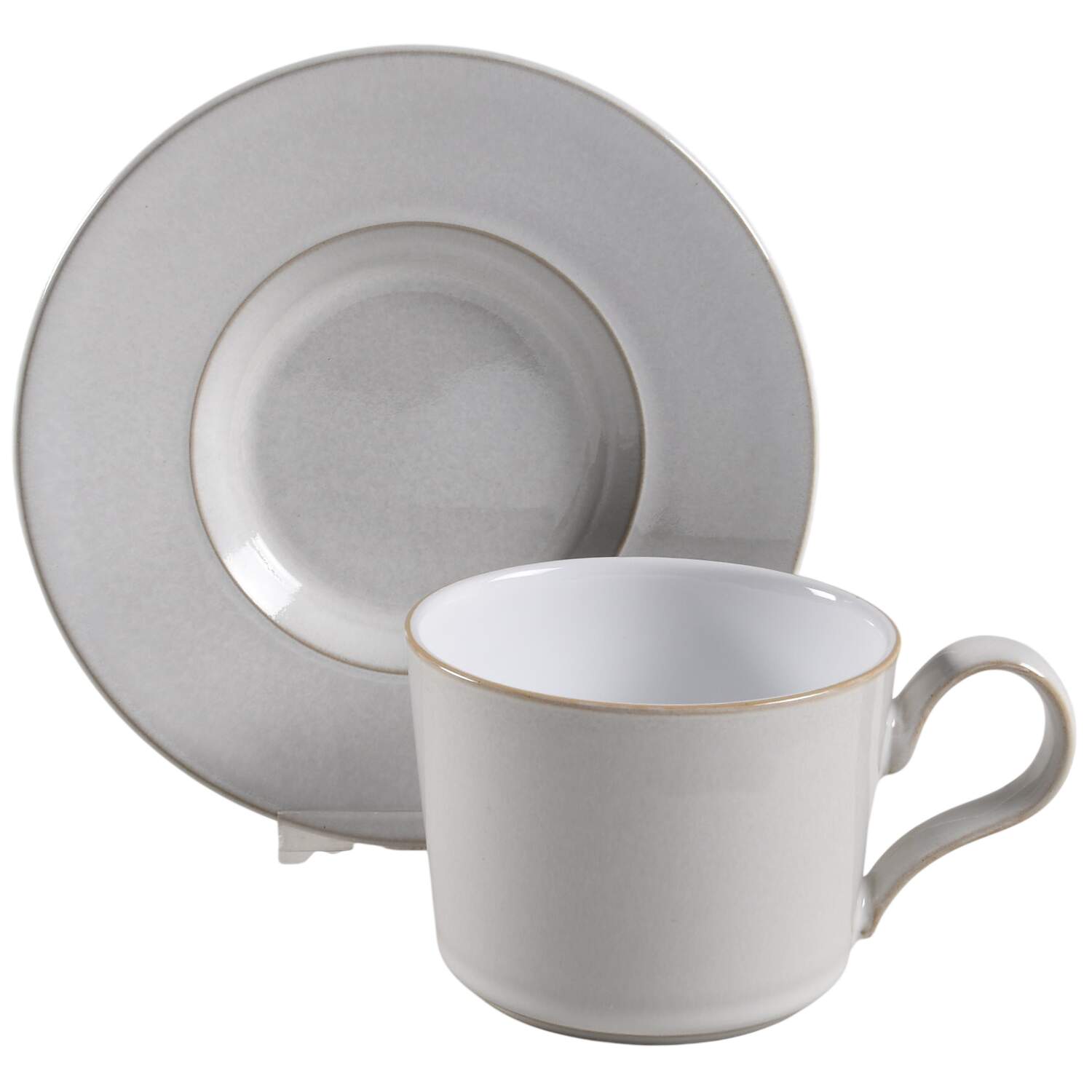 Natural Canvas Flat Cup & Saucer Set by Denby-Langley-1