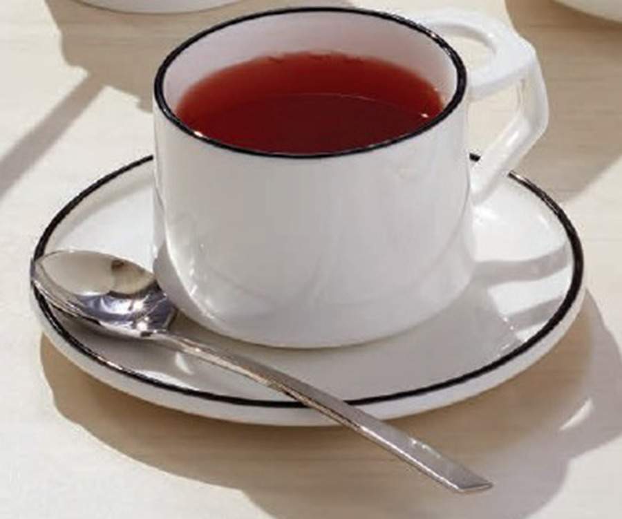 Kobenstyle II (Black Trim, White Body) Flat Cup & Saucer Set by Dansk-1