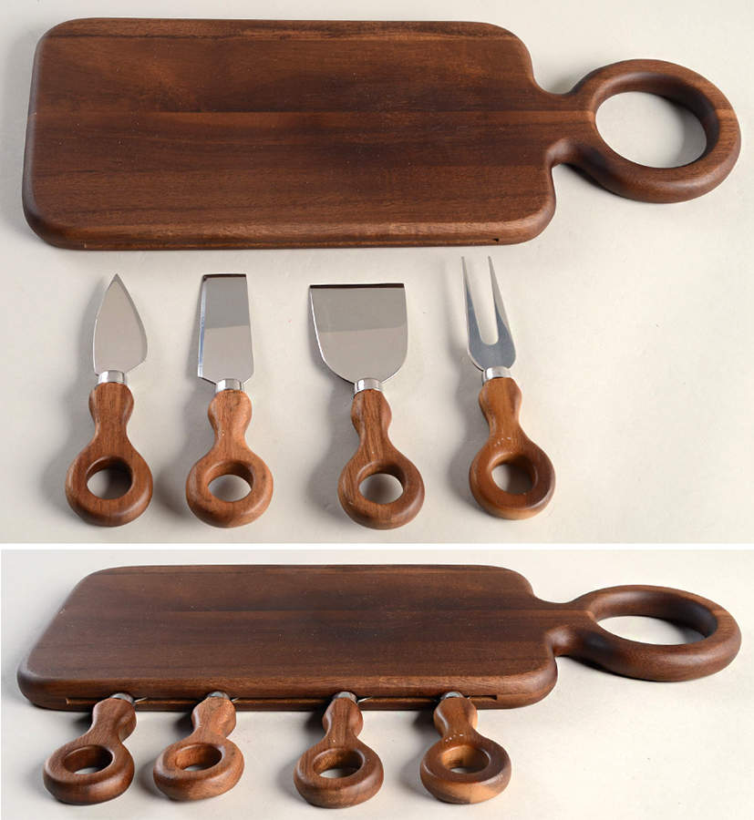 Niklas 5 Piece Cheese Board Set (Board, 3 Knives, Server) by Dansk-1
