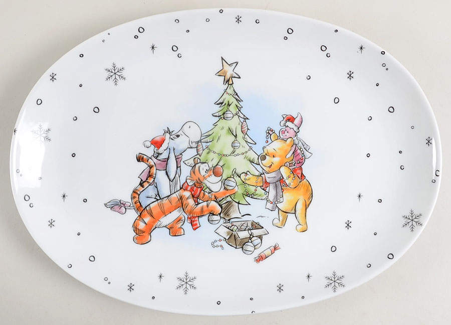 Pooh Christmas 14" Oval Serving Platter by Zrike-1