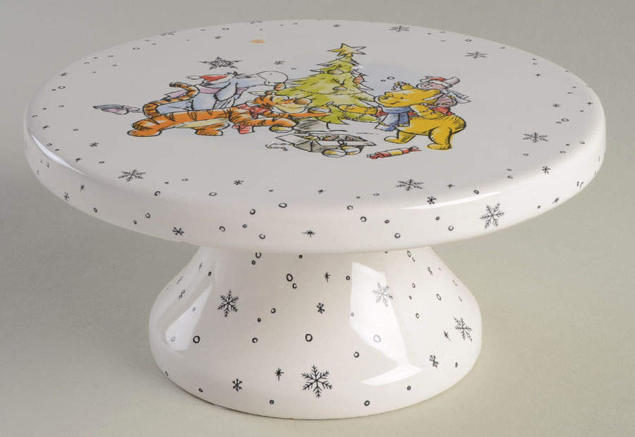 Pooh Christmas 7" Diameter Pedestal Cake Stand by Zrike-1