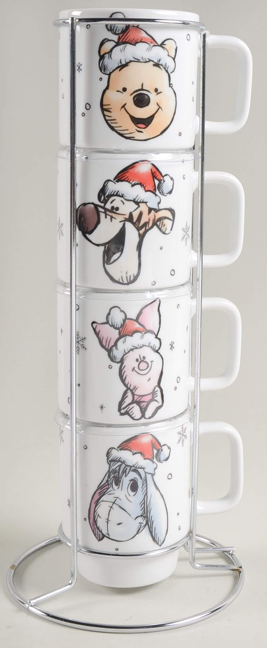 Pooh Christmas Stackable Mug - Set of 4 & Metal Holder by Zrike-1
