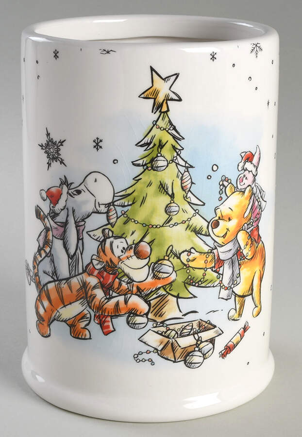 Pooh Christmas Cookie Jar No Lid by Zrike-1