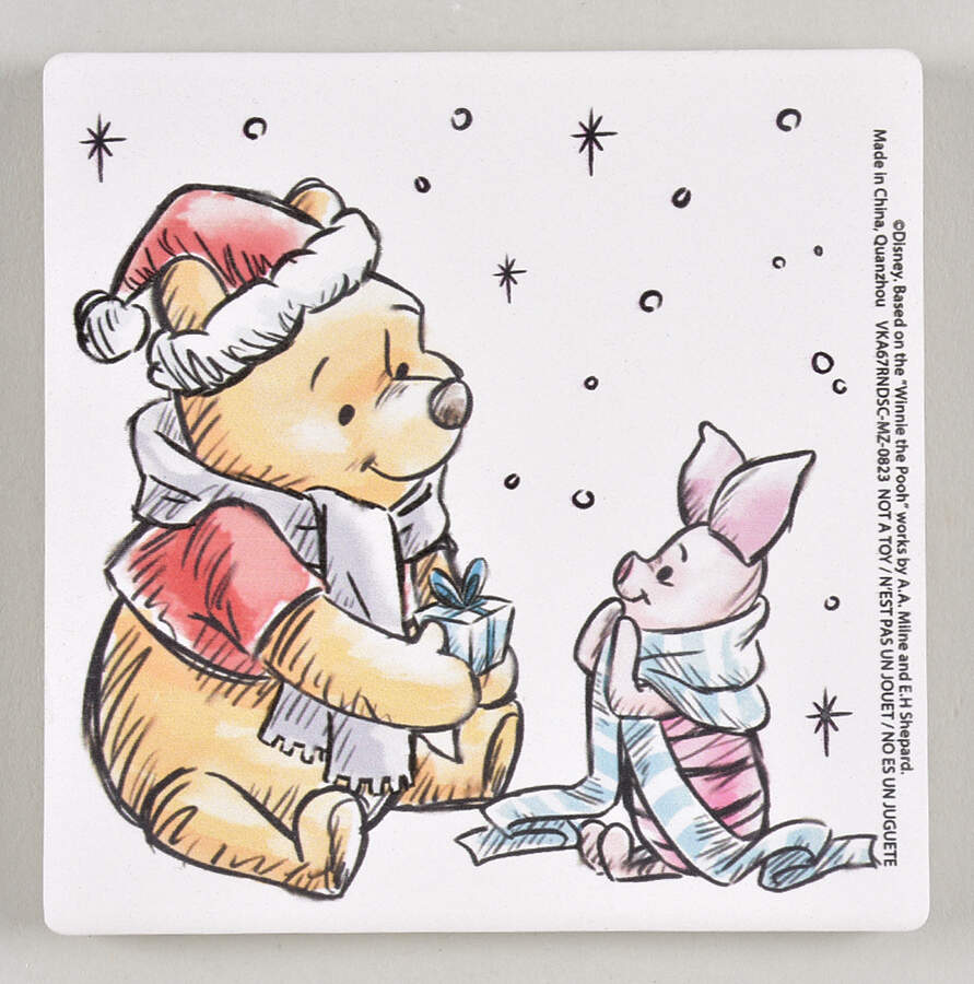 Pooh Christmas Square Corkback Coaster by Zrike-1