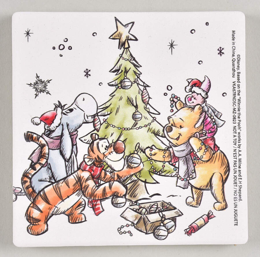 Pooh Christmas Square Corkback Coaster by Zrike-1