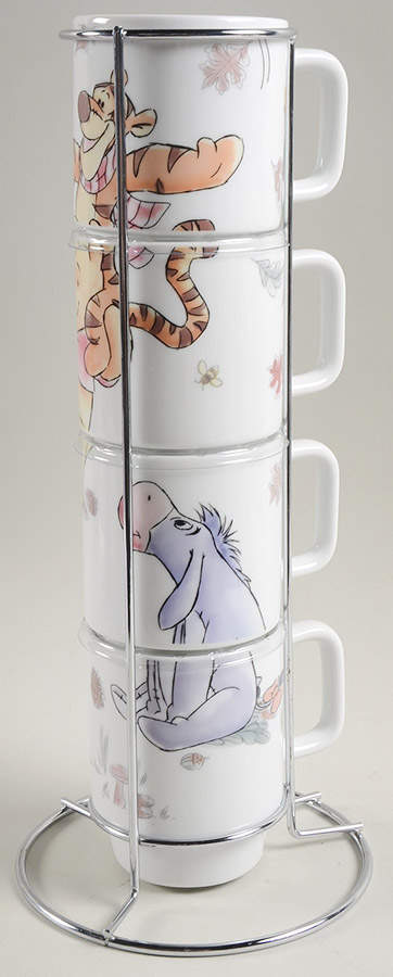 Winnie the Pooh Falling Leaves Stackable Mug - Set of 4 & Metal Holder by Zrike-1