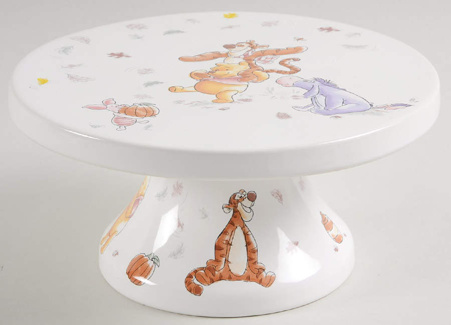 Winnie the Pooh Falling Leaves 7" Diameter Pedestal Cake Stand by Zrike-1