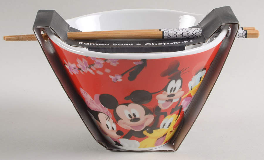 Mickey Mouse and Friends (Miscellaneous) Noodle Bowl & Chopsticks Set by Zrike-1