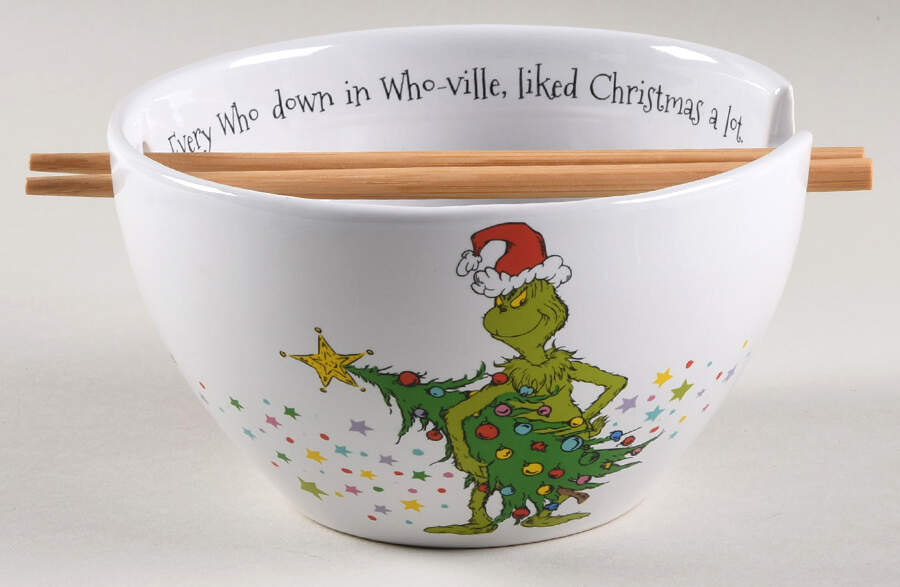 The Grinch (Miscellaneous) Noodle Bowl & Chopsticks Set by Zrike-1