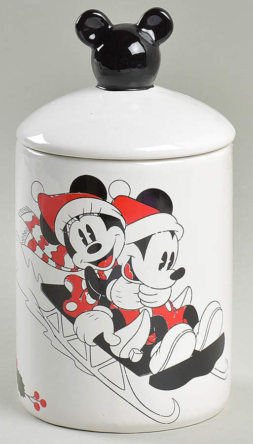 Mickey and Minnie Christmas Fun 7" Storage Jar & Lid by Zrike-1