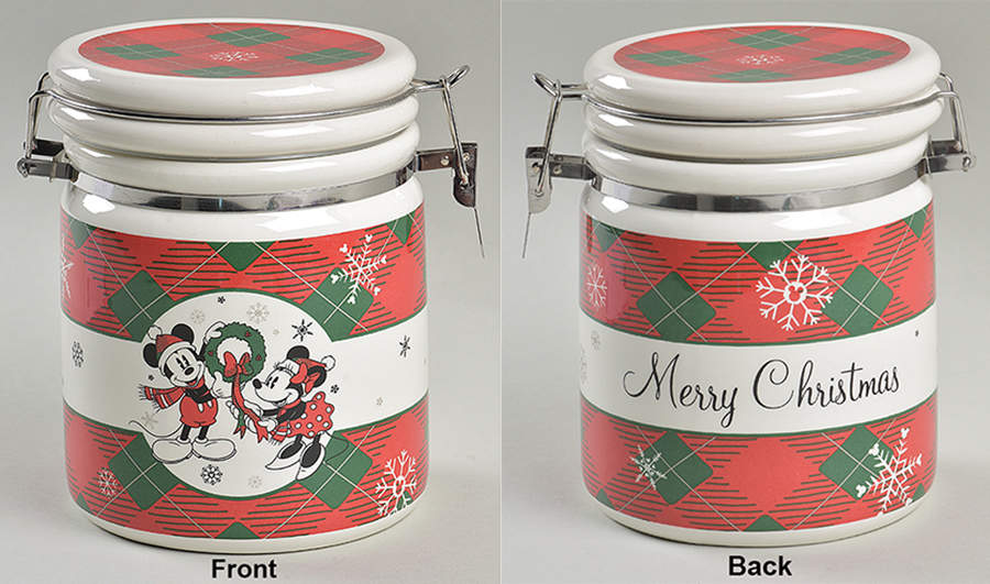 Mickey and Minnie Christmas Fun Medium Canister with Hinged Lid by Zrike-1