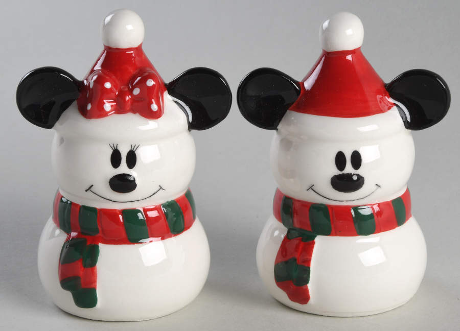 Mickey and Minnie Christmas Fun Figural Salt and Pepper by Zrike-1