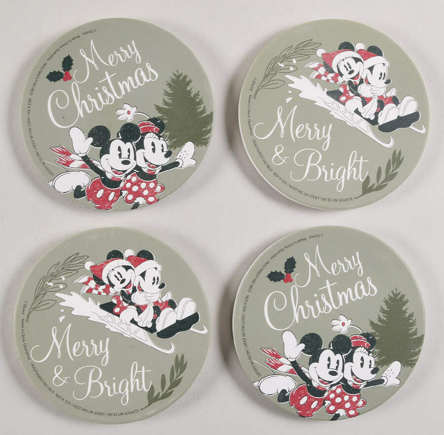 Mickey and Minnie Christmas Fun Coaster Set - 4 Piece (2 COAM1 & 2 COAM2) by Zrike-1