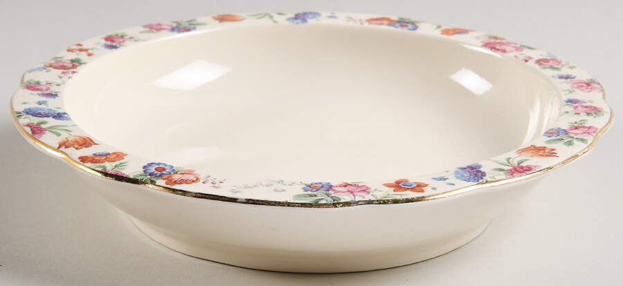DORSET (CHEERY CHINTZ, GOLD TRIM) Muffin Dish No Lid by Erphila-1