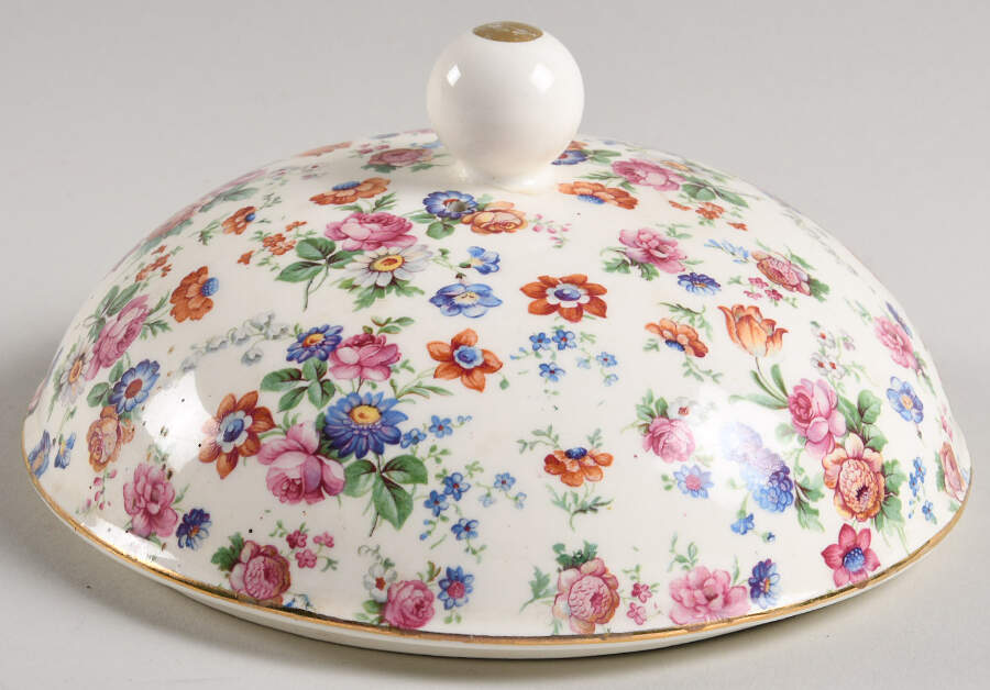 DORSET (CHEERY CHINTZ, GOLD TRIM) Lid for Muffin Dish by Erphila-1