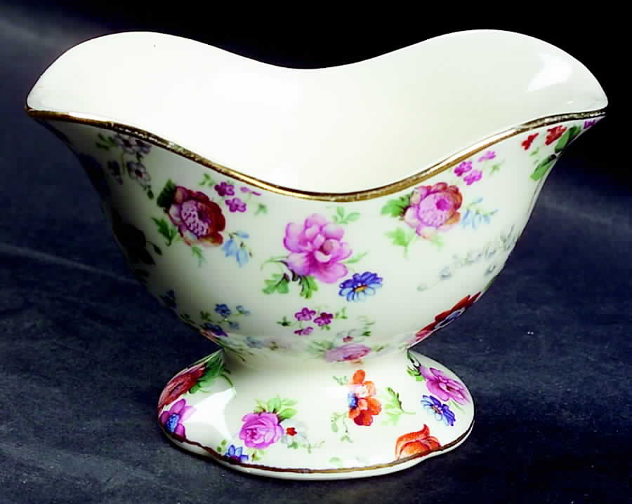 DORSET (CHEERY CHINTZ, GOLD TRIM) Open Sugar Bowl by Erphila-1