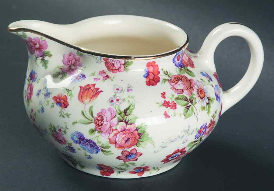 DORSET (CHEERY CHINTZ, GOLD TRIM) Creamer by Erphila-1