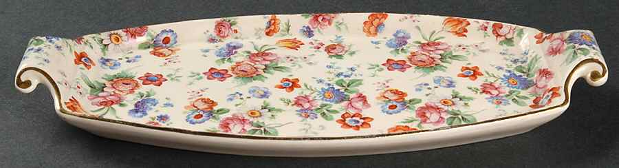 DORSET (CHEERY CHINTZ, GOLD TRIM) Tray for Mini Creamer & Open Sugar by Erphila-1