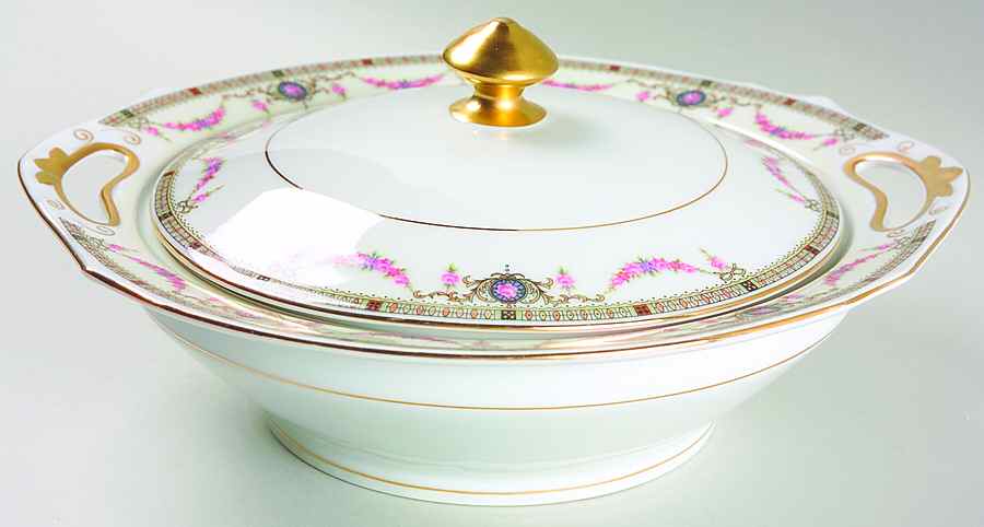EAM3 (CREAM RIM) Round Covered Vegetable by E & A Muller-1