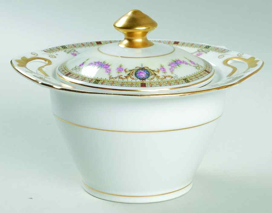 EAM3 (CREAM RIM) Sugar Bowl & Lid by E & A Muller-1