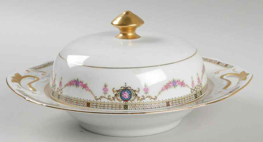 EAM3 (CREAM RIM) Round Covered Butter by E & A Muller-1