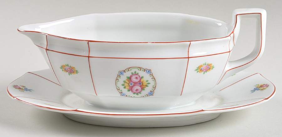 Nizza Gravy Boat with Attached Underplate by E & A Muller-1