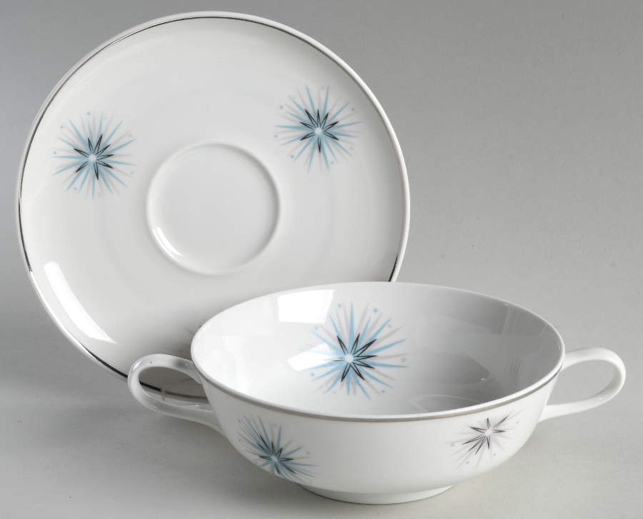 Celestial Flat Cream Soup Bowl & Saucer Set by Easterling-1