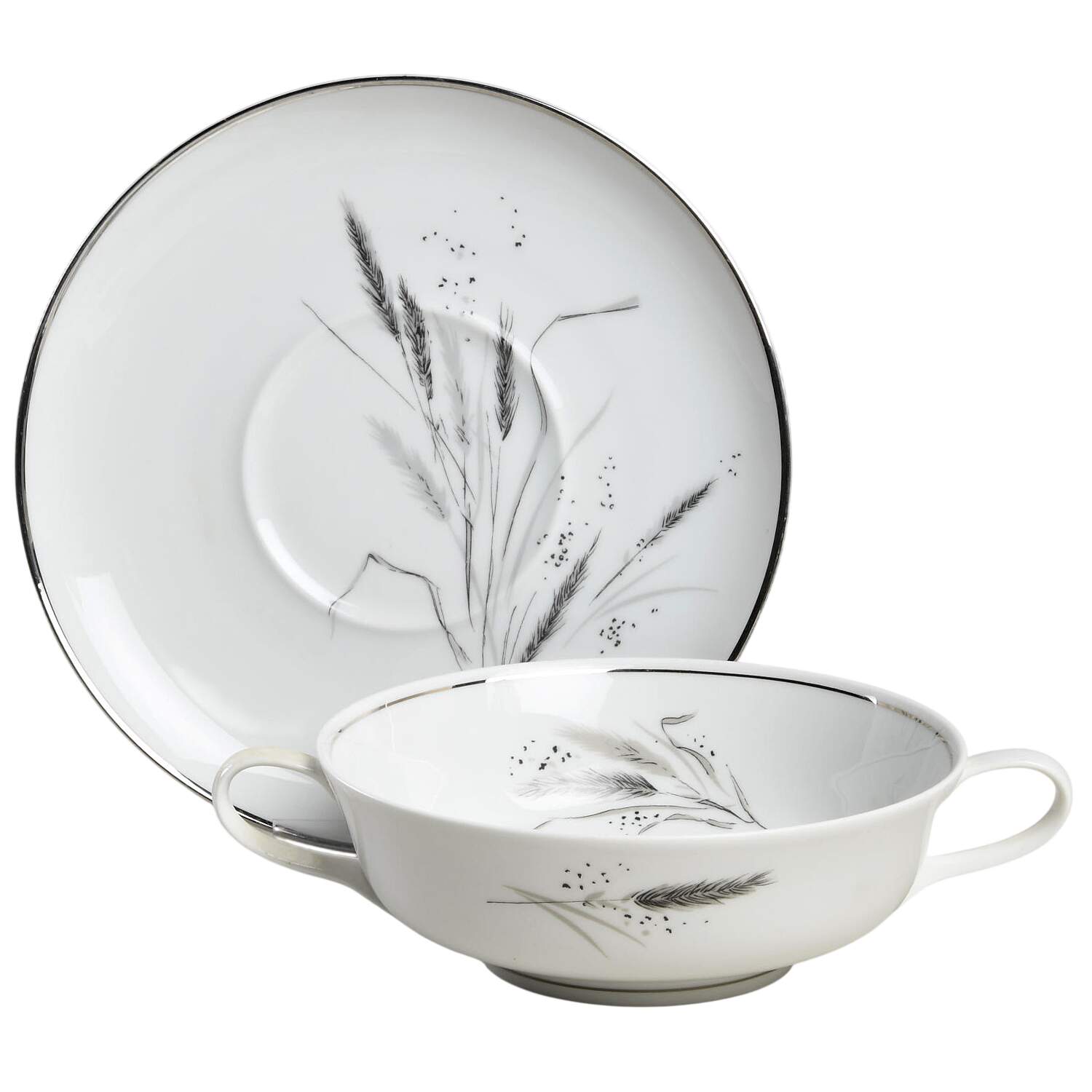 Ceralia Cream Soup Bowl & Saucer Set by Easterling-1