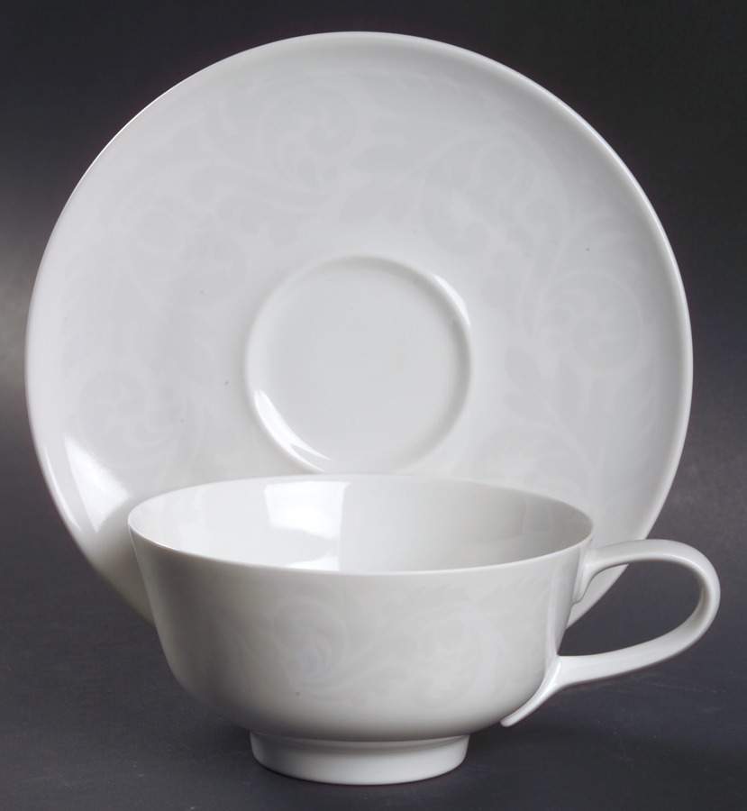 Damask Flat Cup & Saucer Set by Easterling-1