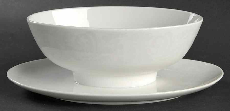 Double Damask Gravy Boat with Attached Underplate by Easterling-1
