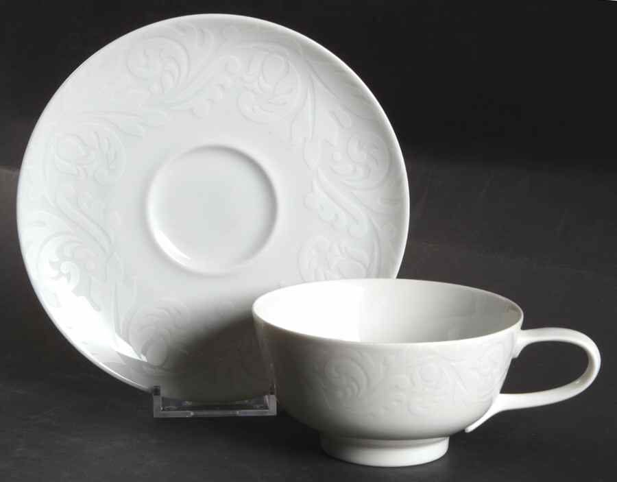 Double Damask Flat Cup & Saucer Set by Easterling-1