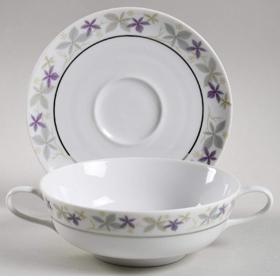 Laurette Cream Soup Bowl & Saucer Set by Easterling-1