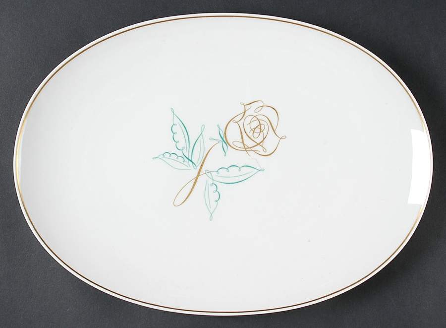 Rose of Gold 13" Oval Serving Platter by Easterling-1
