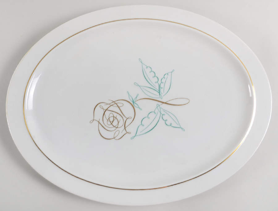 Spencerian Rose 16" Oval Serving Platter by Easterling-1