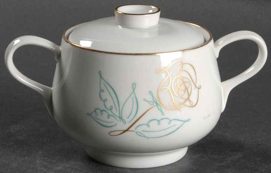 Spencerian Rose Sugar Bowl & Lid by Easterling-1