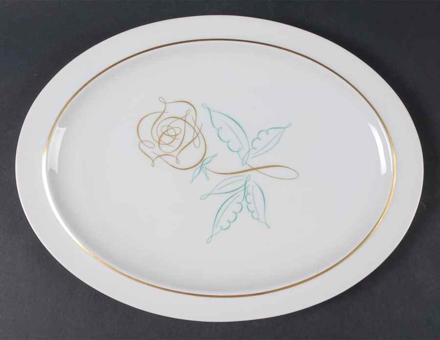 Spencerian Rose 12" Oval Serving Platter by Easterling-1