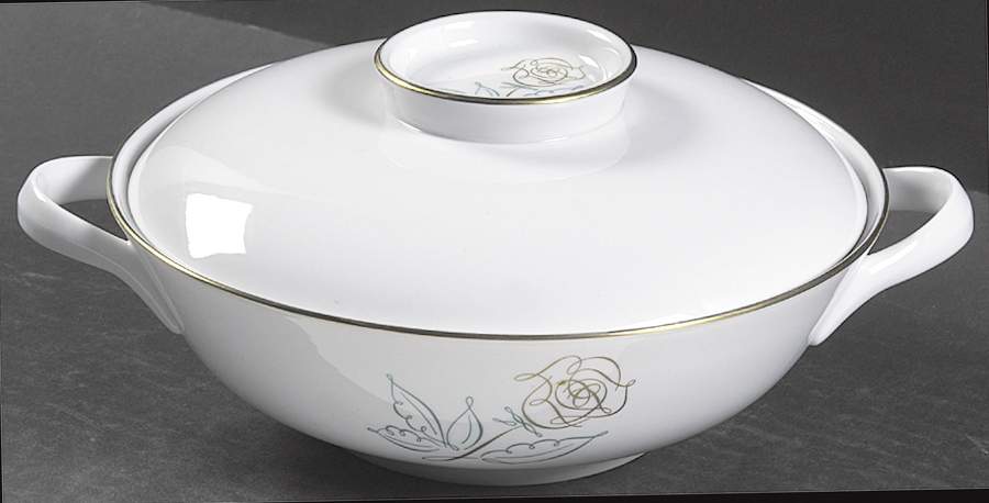 Spencerian Rose Round Covered Vegetable by Easterling-1