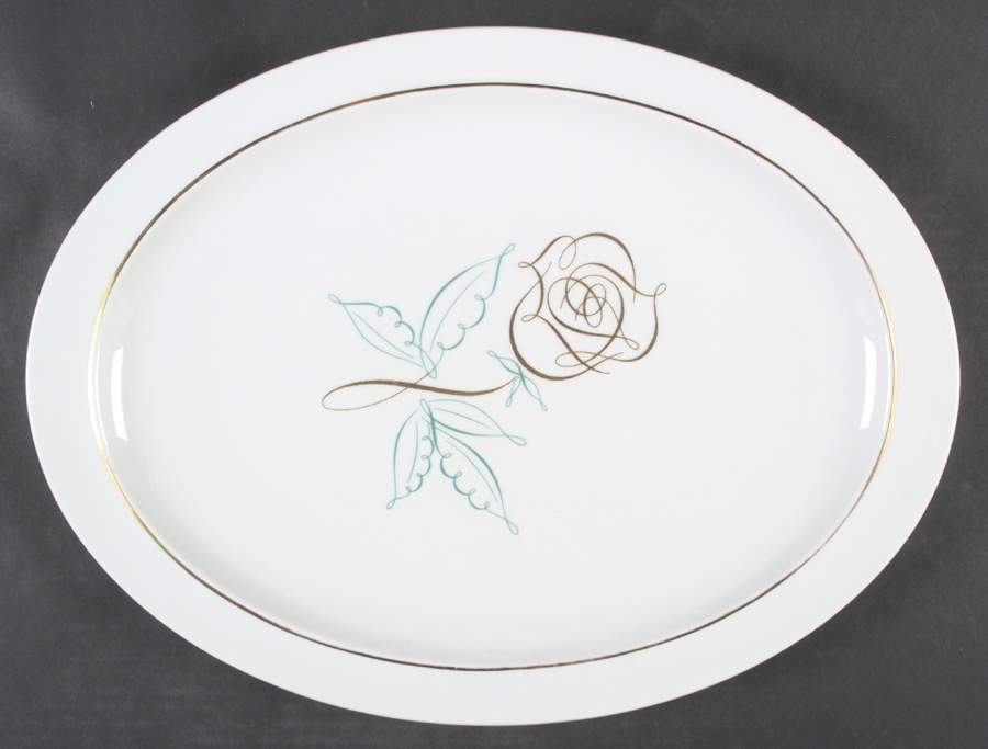 Spencerian Rose 16" Oval Serving Platter by Easterling-1