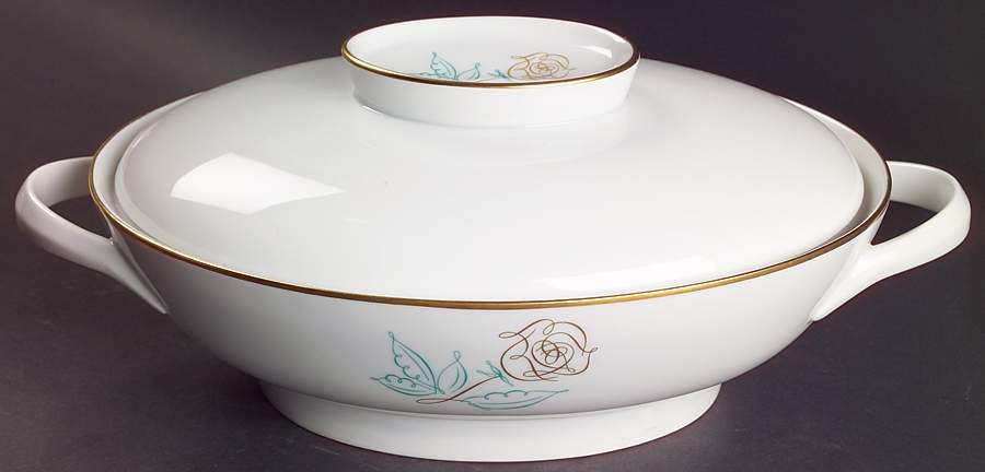 Spencerian Rose Oval Covered Vegetable by Easterling-1