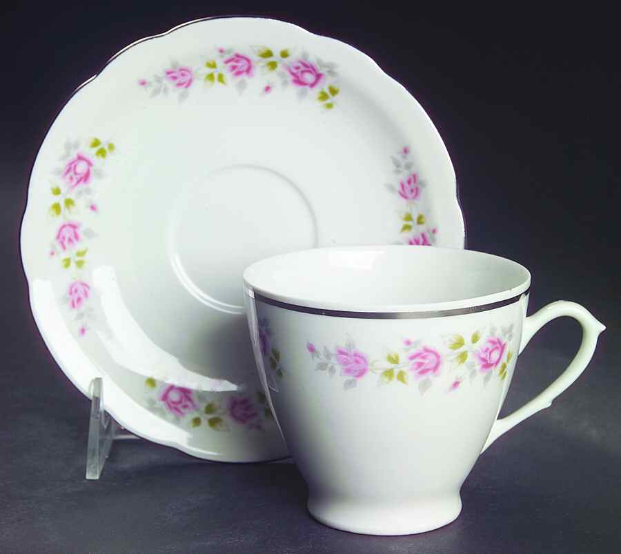 Bella Rose Footed Cup & Saucer Set by Embassy (Poland)-1