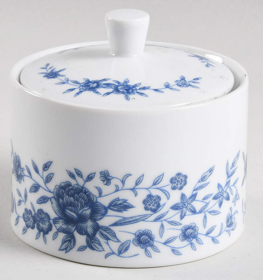 Blue Brocade Sugar Bowl & Lid by Elite Creation-1