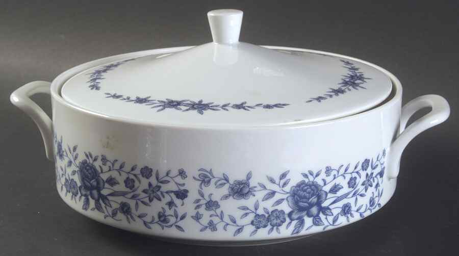 Blue Brocade Round Covered Vegetable by Elite Creation-1