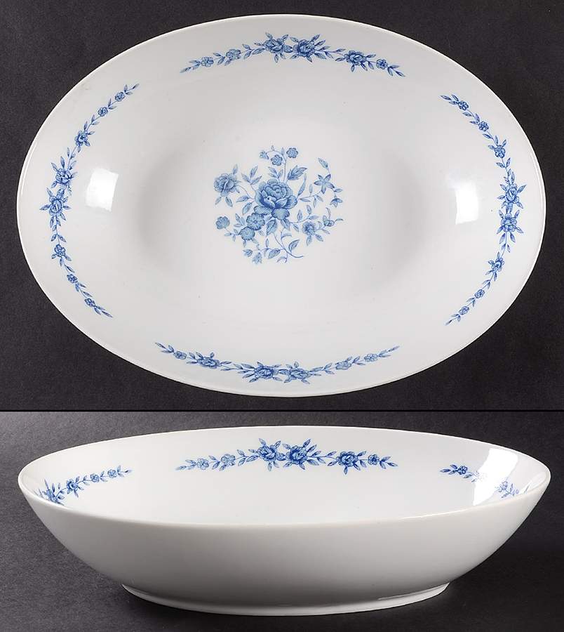 Blue Brocade 10" Oval Vegetable Bowl by Elite Creation-1