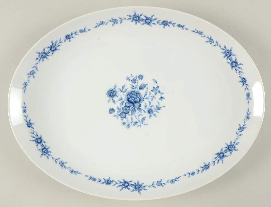 Blue Brocade 12" Oval Serving Platter by Elite Creation-1