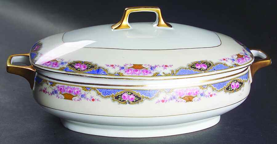 1262 (Verge, Cream Rim) Oval Covered Vegetable by Edelstein-1