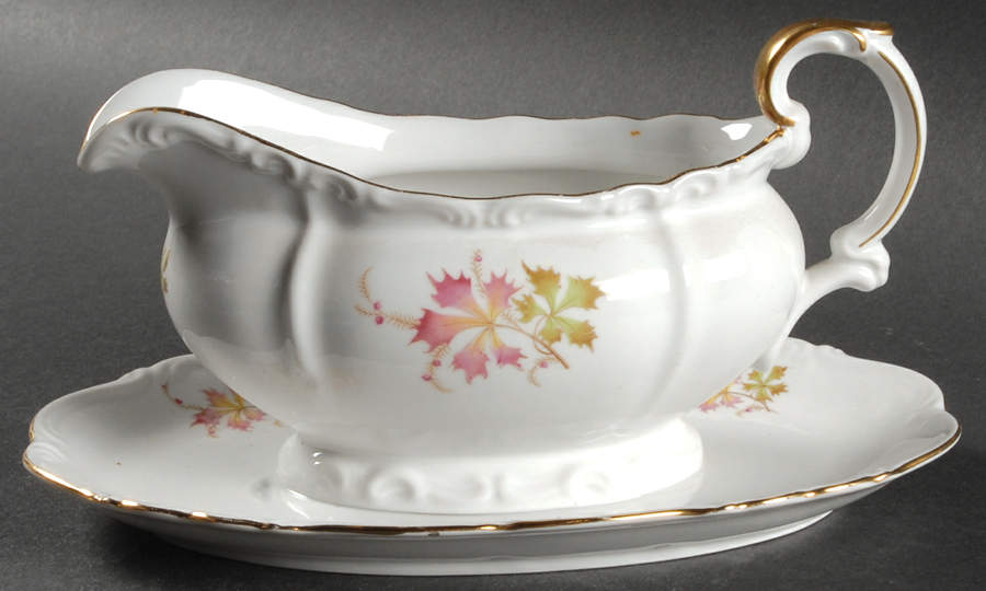 Autumn Leaves Gravy Boat with Attached Underplate by Edelstein-1