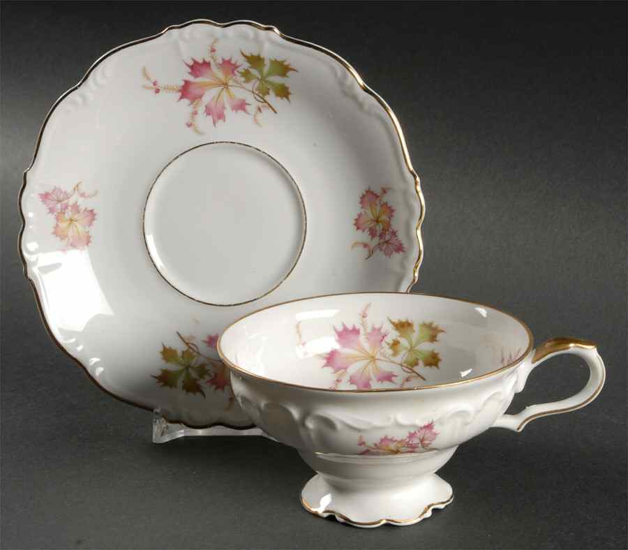 Autumn Leaves Footed Cup & Saucer Set by Edelstein-1