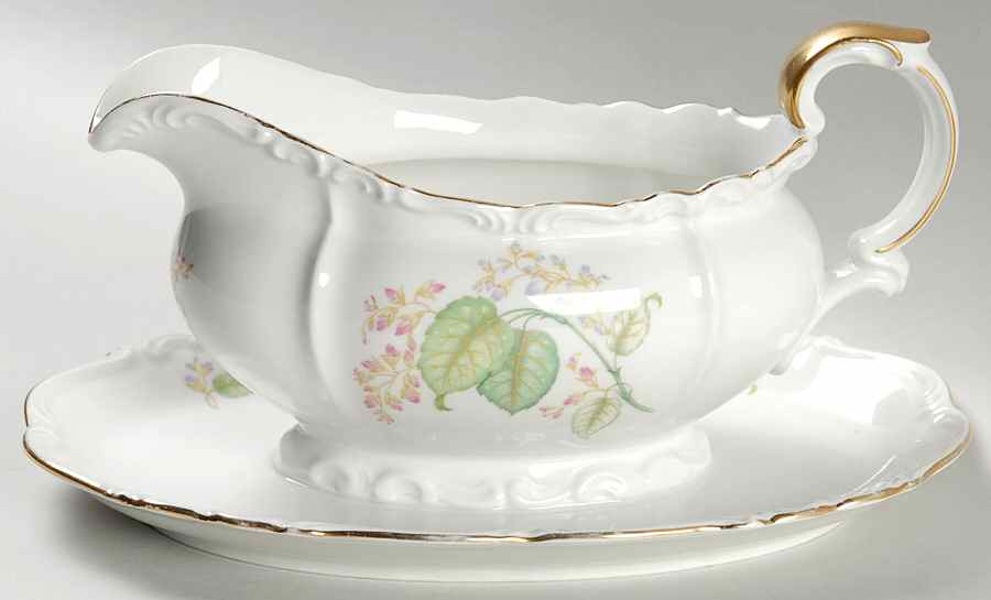 Blue Poplar Gravy Boat with Attached Underplate by Edelstein-1